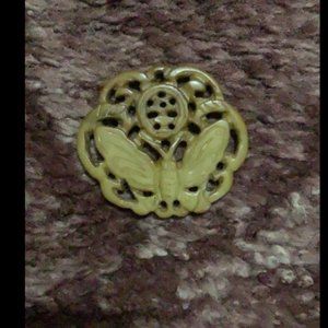 Brown Jade Carved Chinese Butterfly Pendant